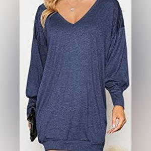 Flattering V Neck Long Sleeve Casual Oversized Baggy Top